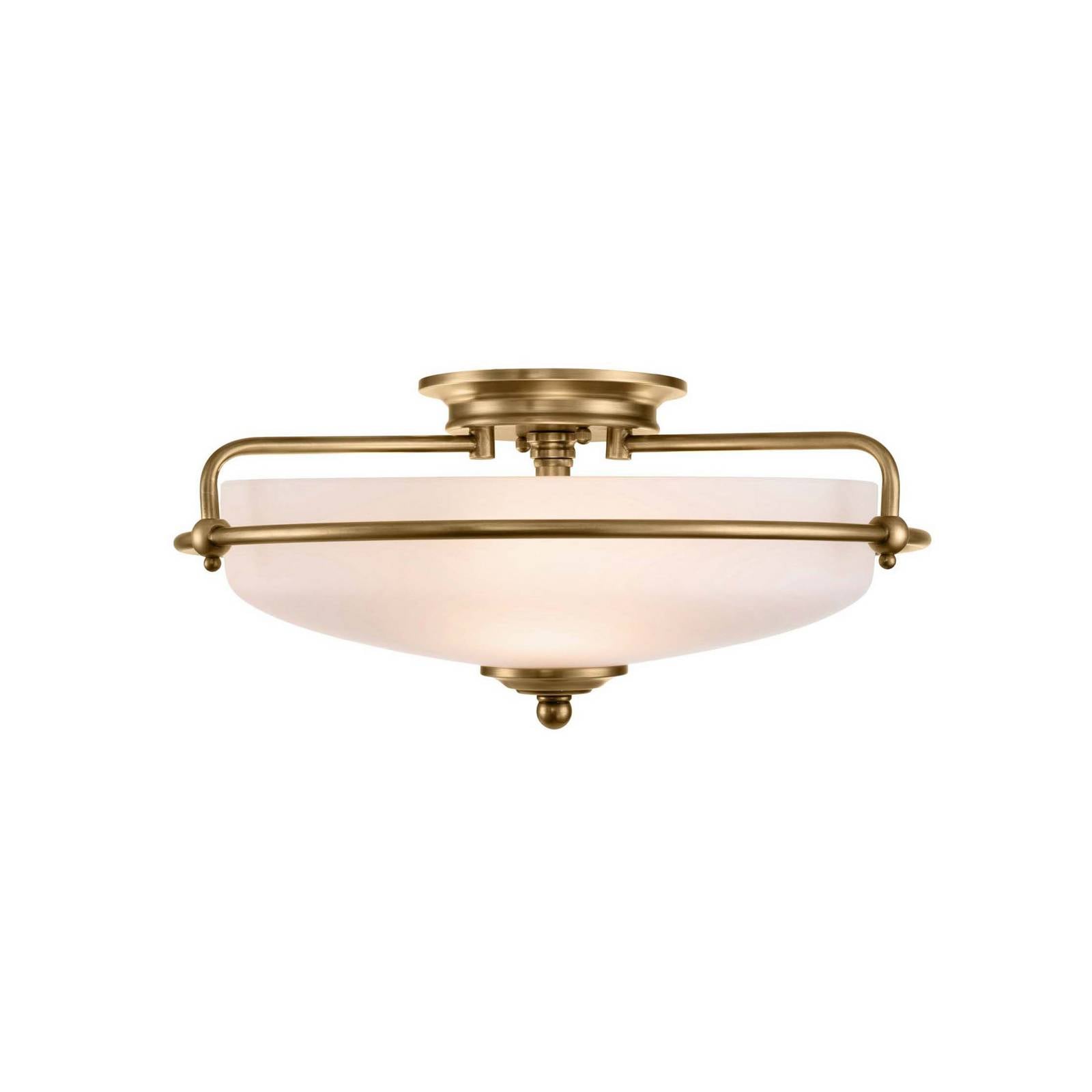 Deckenleuchte Griffin F, Ø 42 cm, Opalglasschirm, messing