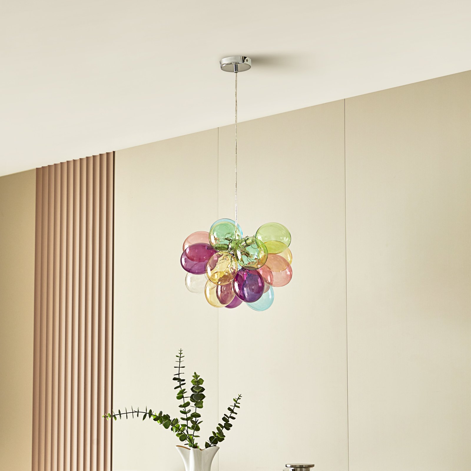 Lucande Hängeleuchte Diborah, Ø 40 cm, bunt, Glas, G9
