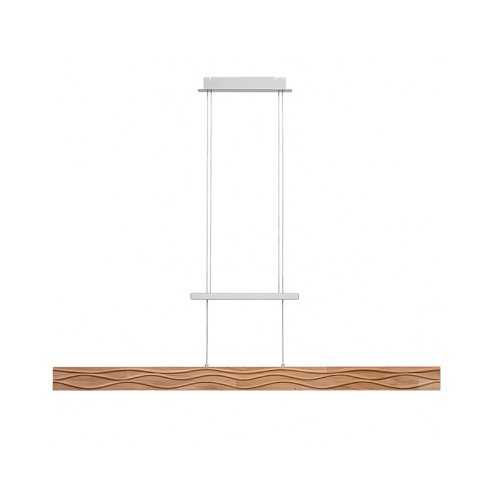 LED piekaramā lampa Atacama, ozols/nikelis, koks, garums 116 cm