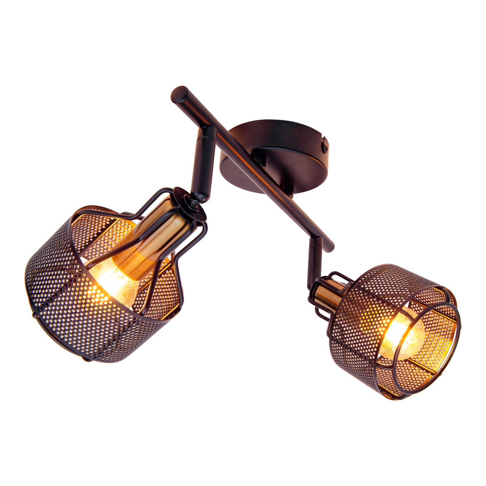 Plafondlamp Foro, 2-lamps, zwart/goud