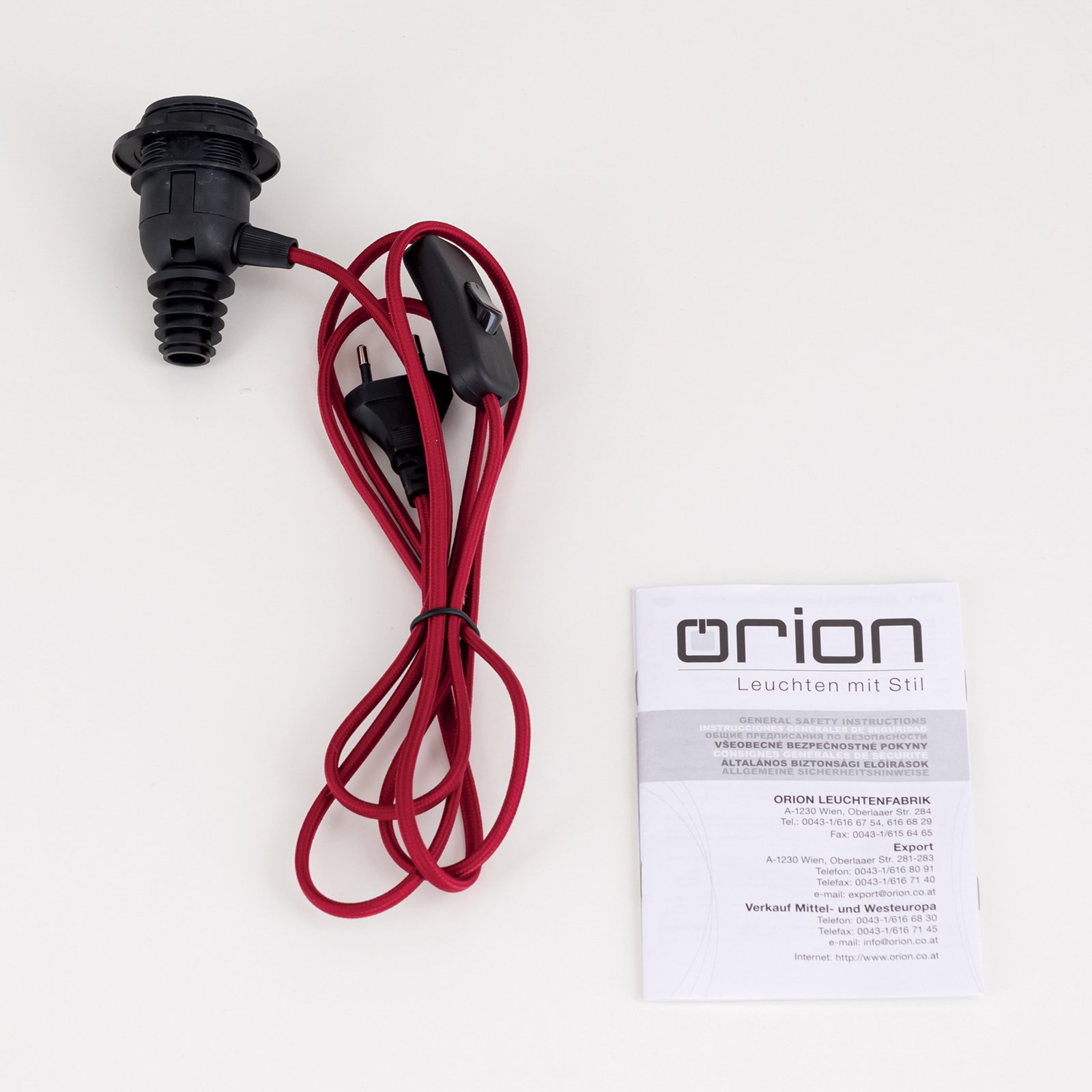 Oprawa żarówki E27 BOTTLE, kabel ciemnoczerwony, długość 200 cm