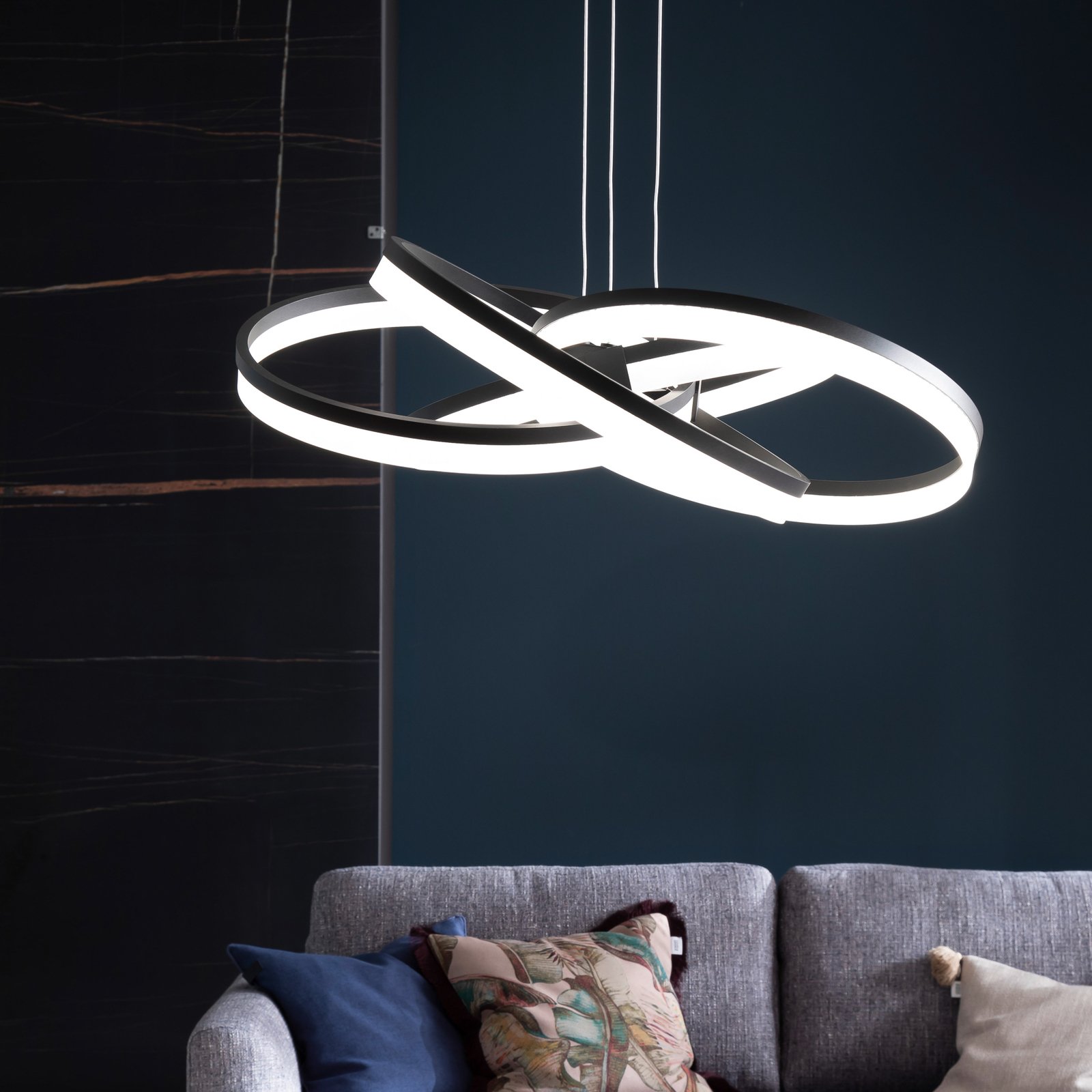 Schöner Wohnen Loop LED-hänglampa CCT svart