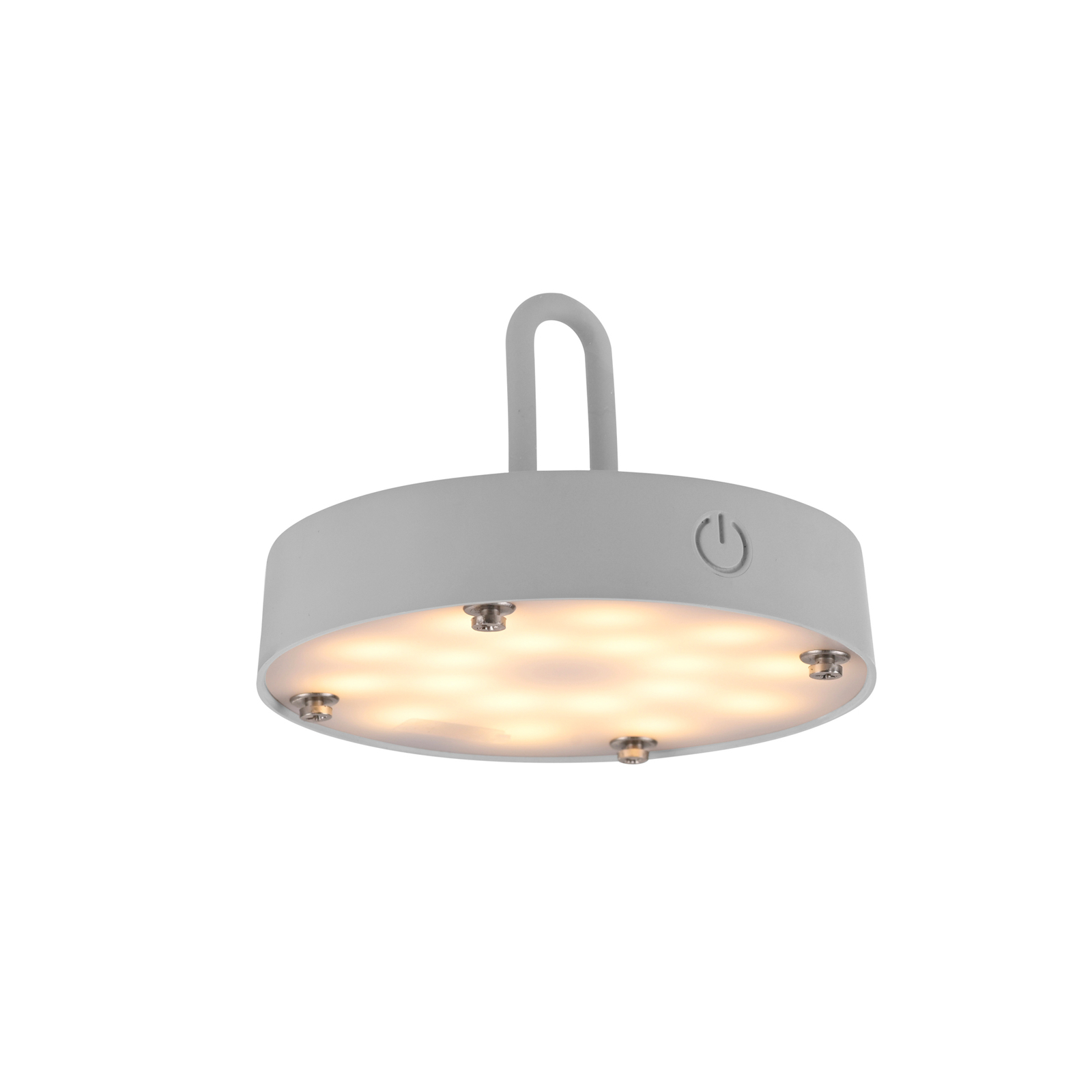 JUST LIGHT. LED-Akku-Tischlampe Akuba grau-beige 22cm Bambus