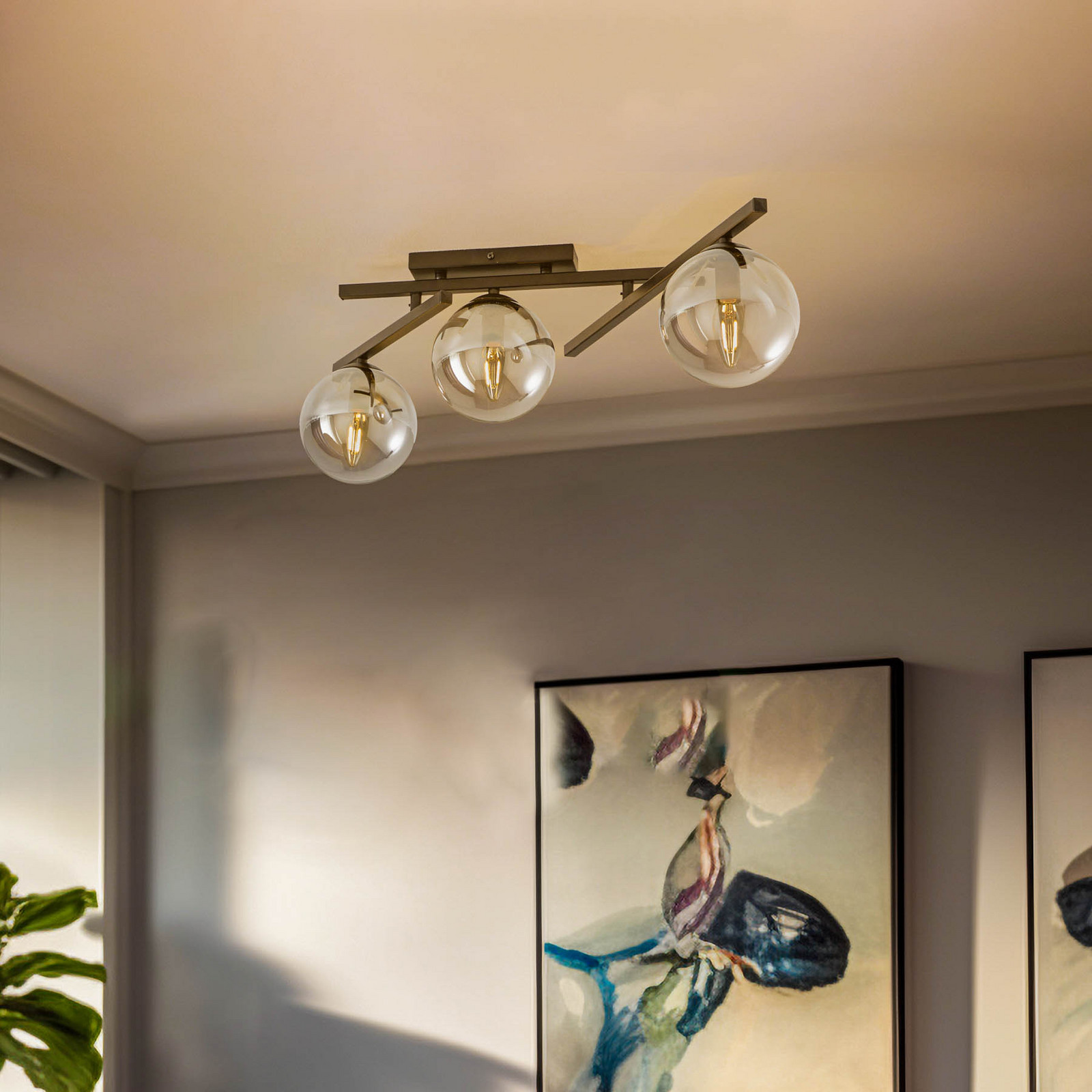 EMIBIG LIGHTING Plafonieră Smart negru/grafit 3 becuri - Camera de zi / sufragerie - modern - negru grafit - Metal