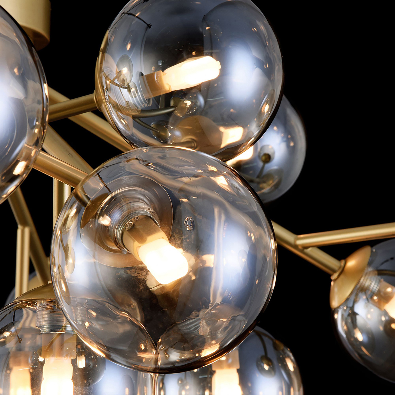 Maytoni Dallas ceiling light, 20 glass globes gold