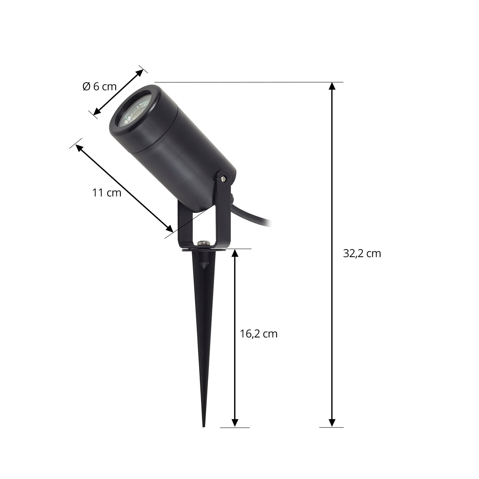 Lindby Thorgal ground spike light, Ø 6 cm, black, set of 3