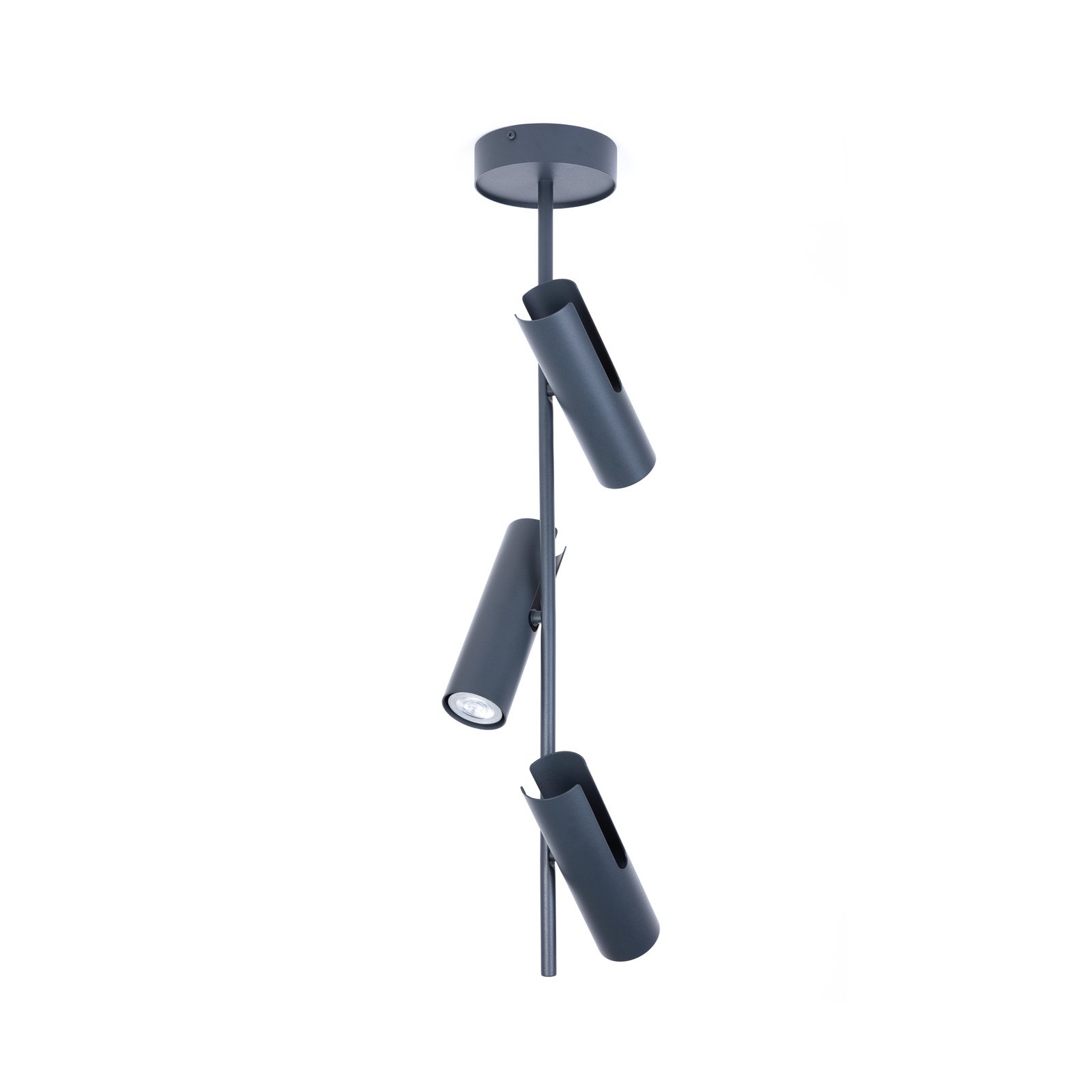 Deckenspot Leda 3, anthrazit, 3-flammig, Stahl, Höhe 76 cm