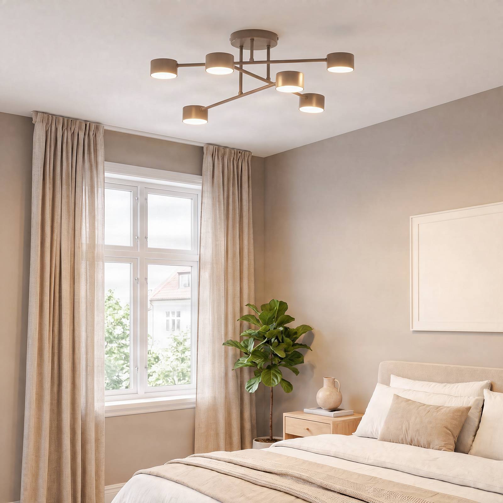 Lampa sufitowa HALO, beżowa, średnica 60 cm, 6-punktowa, metalowa, GX53