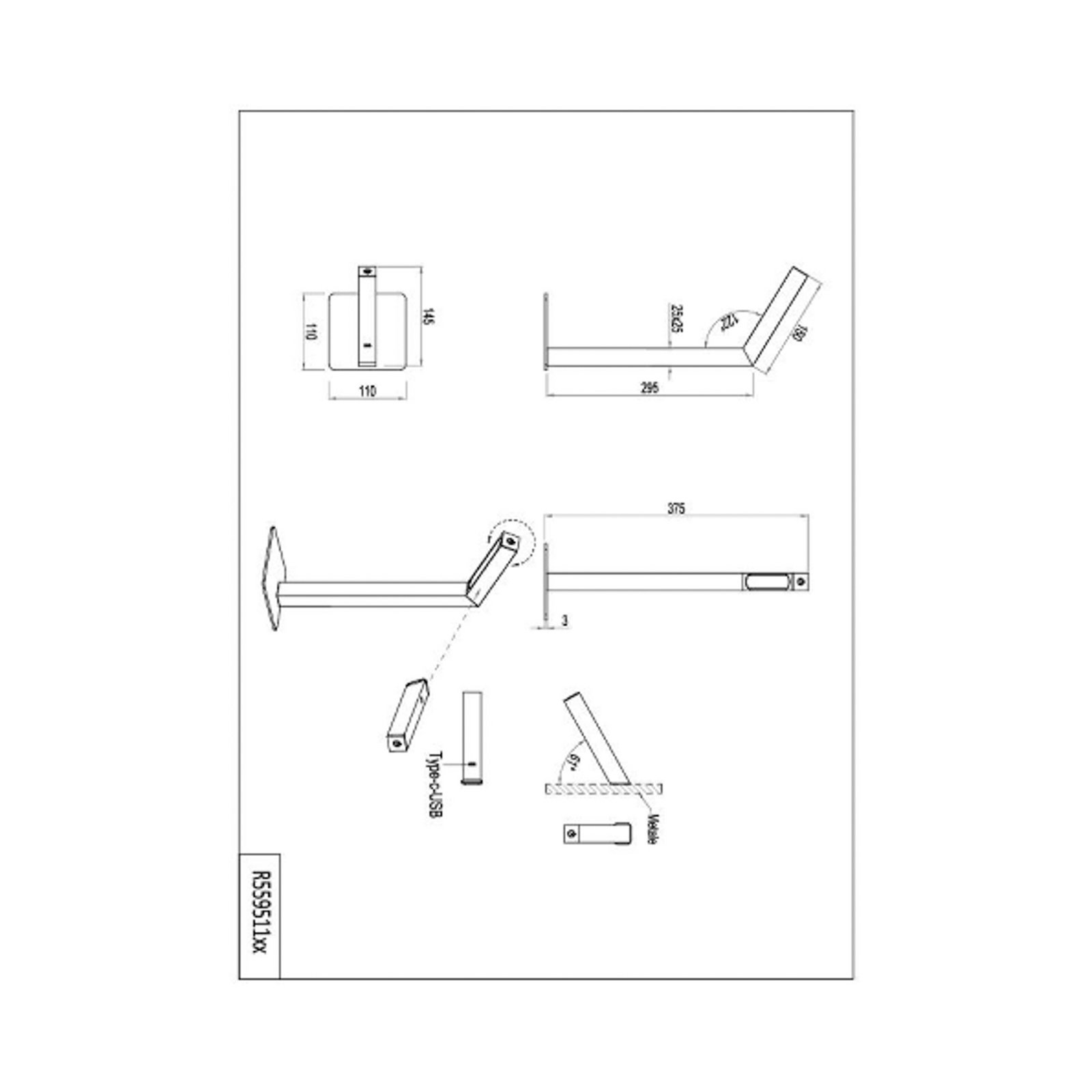 LED rechargeable table lamp Skip, MDF, wood-coloured, height 37.5 cm
