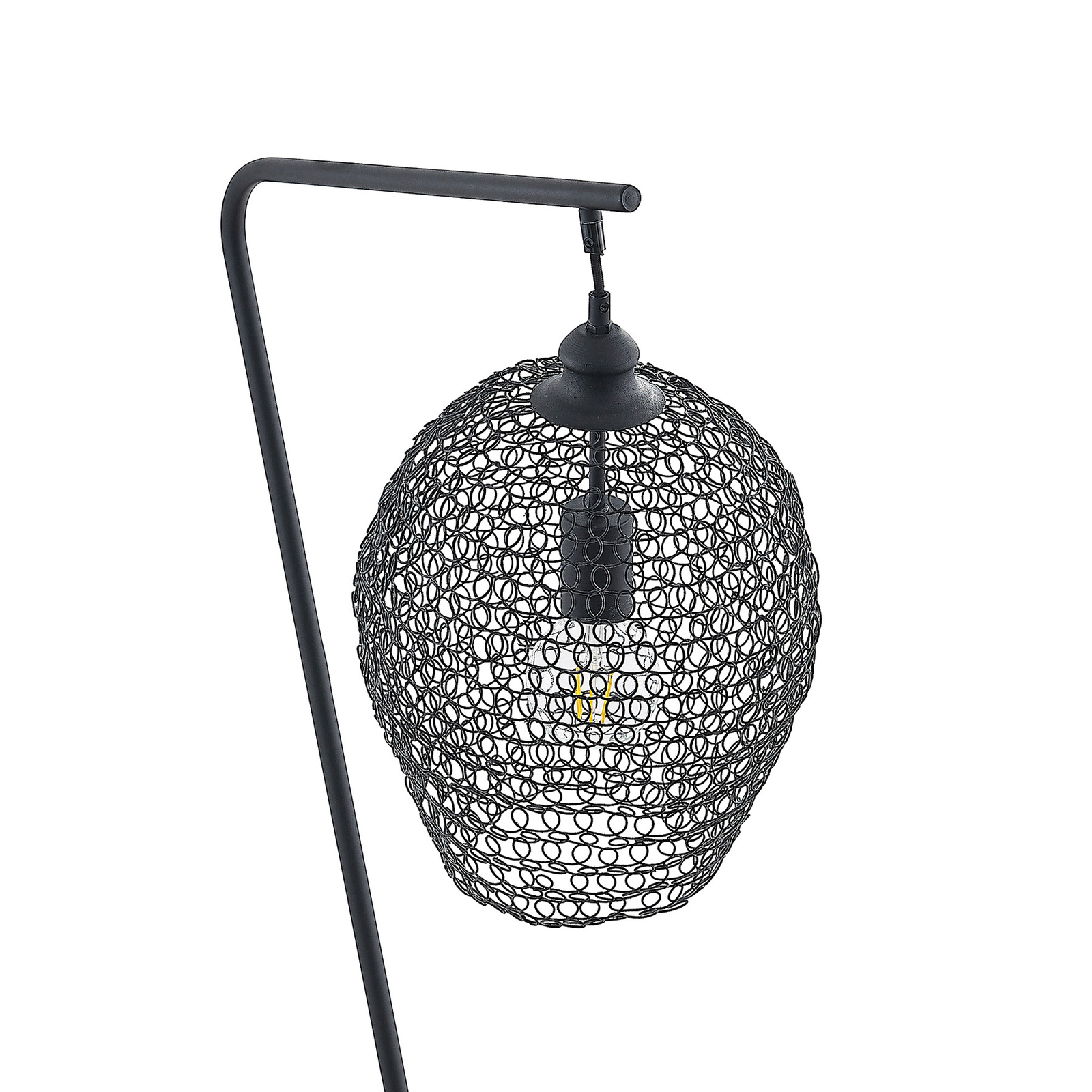 Lindby Benja lampa stojąca, wygląd siatki, czarna