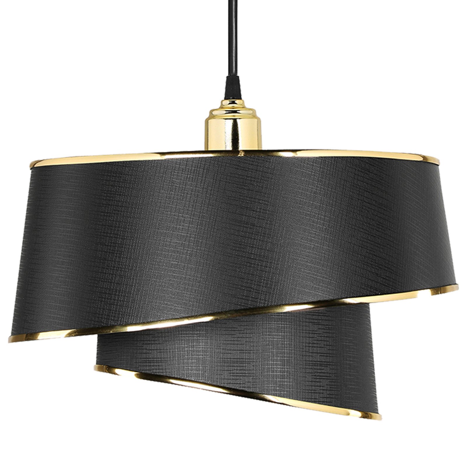 Lima lógó világítás, fekete/arany, szövet, fém, Ø 32 cm