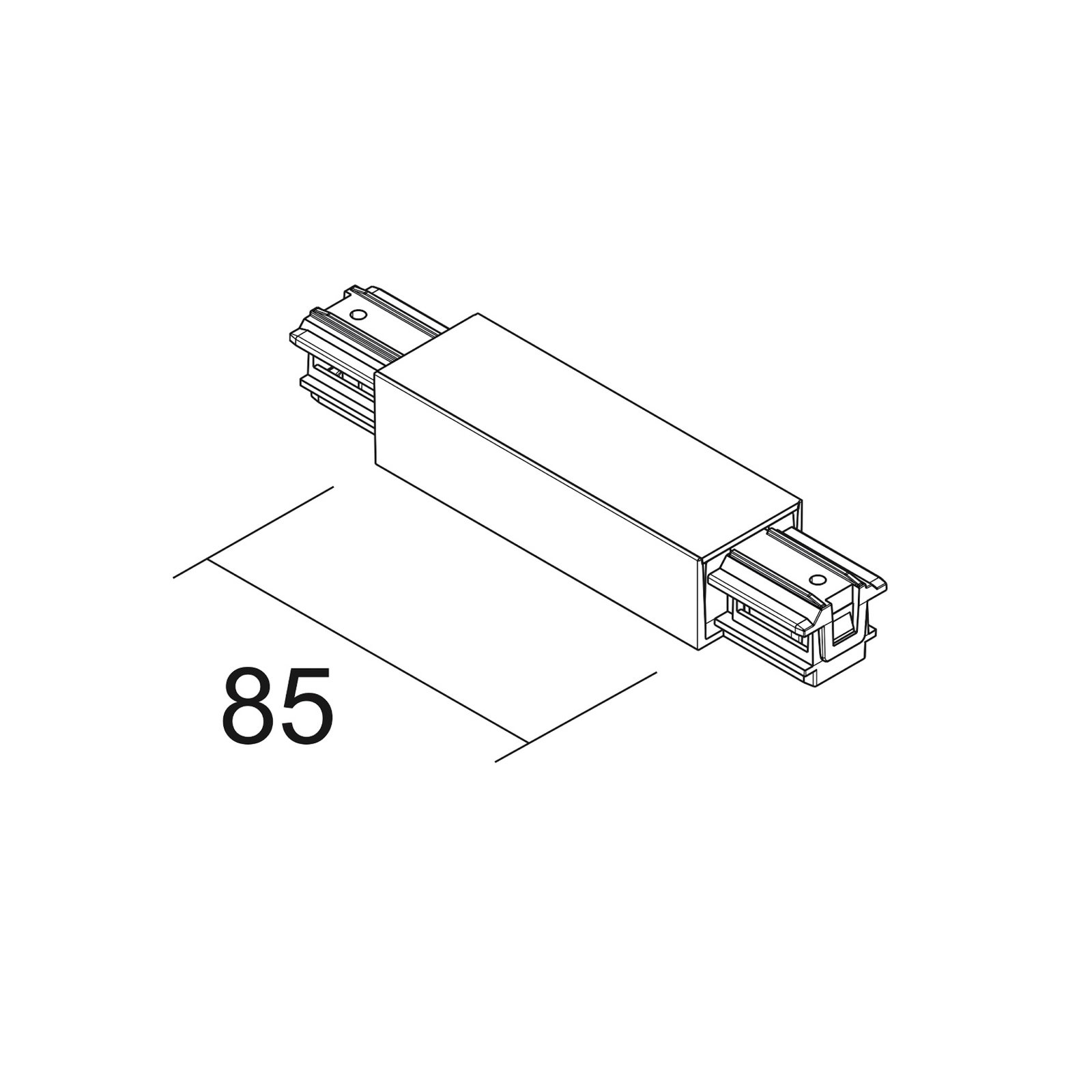 Ivela central power feed SQUARE 48 V, black, plastic