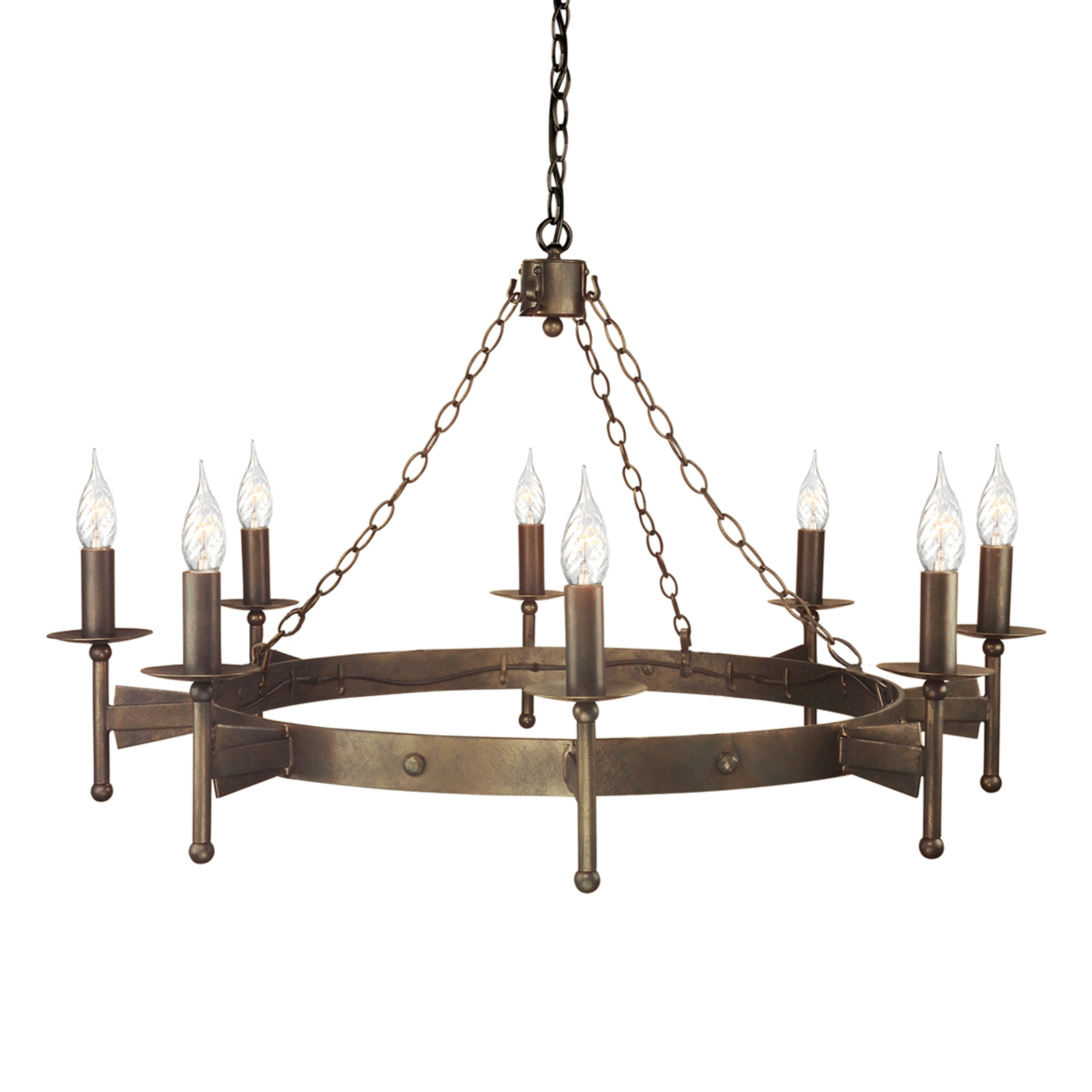 Elstead Cromwell Chandelier Medieval Eight Bulbs, for Living / Dining Room, Iron, E14, 60 W, energy efficiency: A++, H: 61 cm