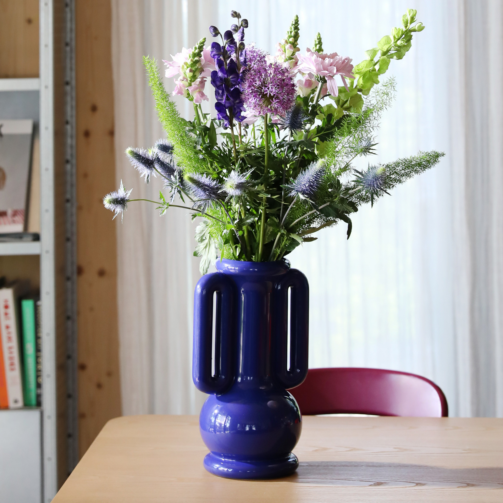 Amfora-vase, mørkeblå, stentøj, højde 36 cm – &Klevering