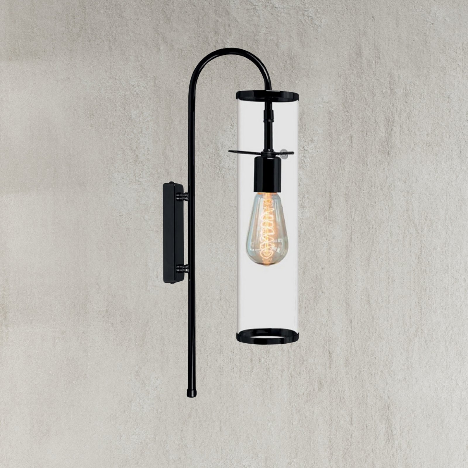 Applique Leona, nero, altezza 57 cm, metallo, E27