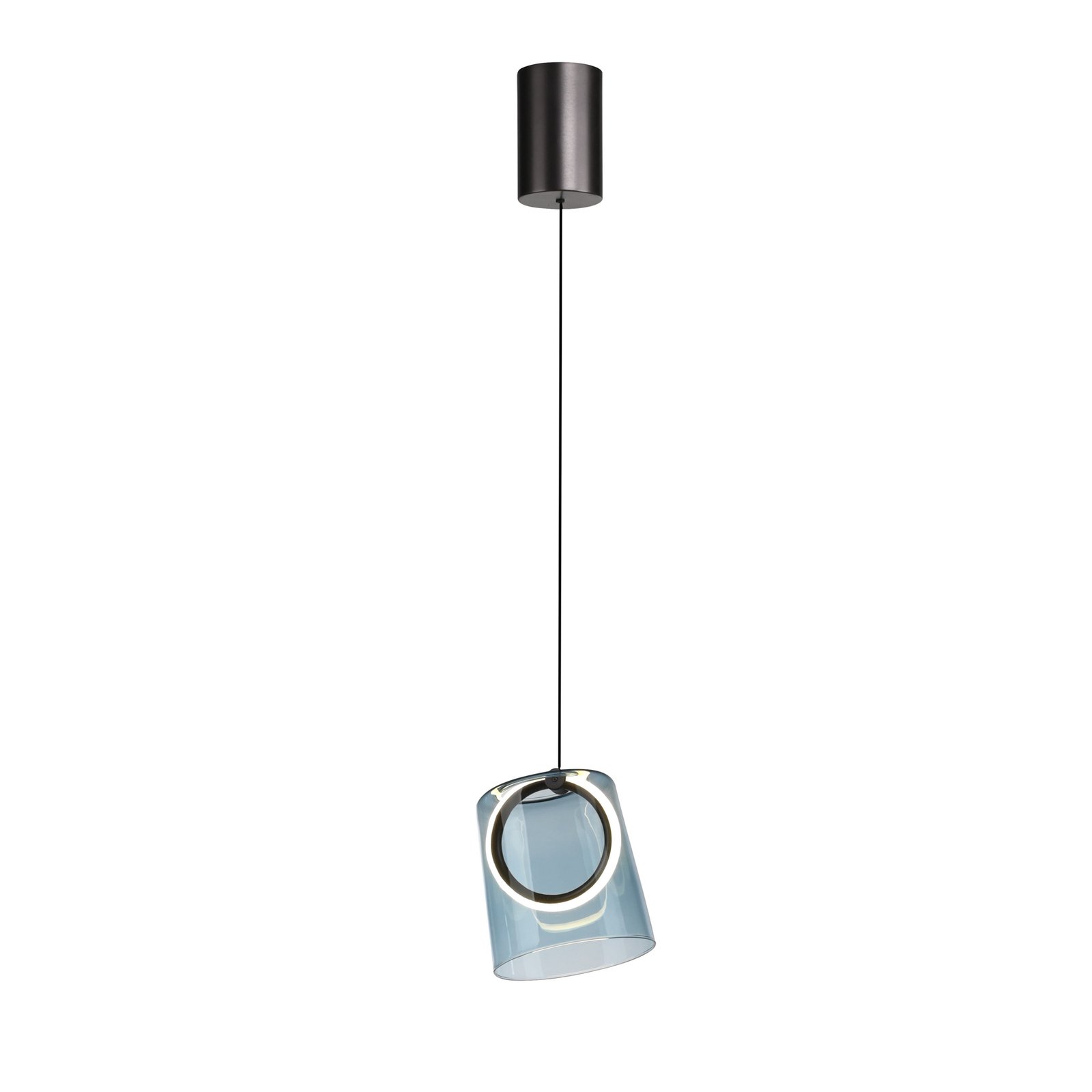 Paul Neuhaus Candeeiro suspenso LED Zula, azul, Ø 15 cm, vidro