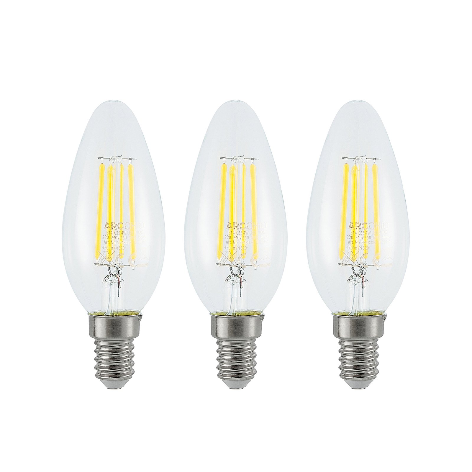 LED-filamentpære E14 4W 827 3-trinns dimmer 3 stk