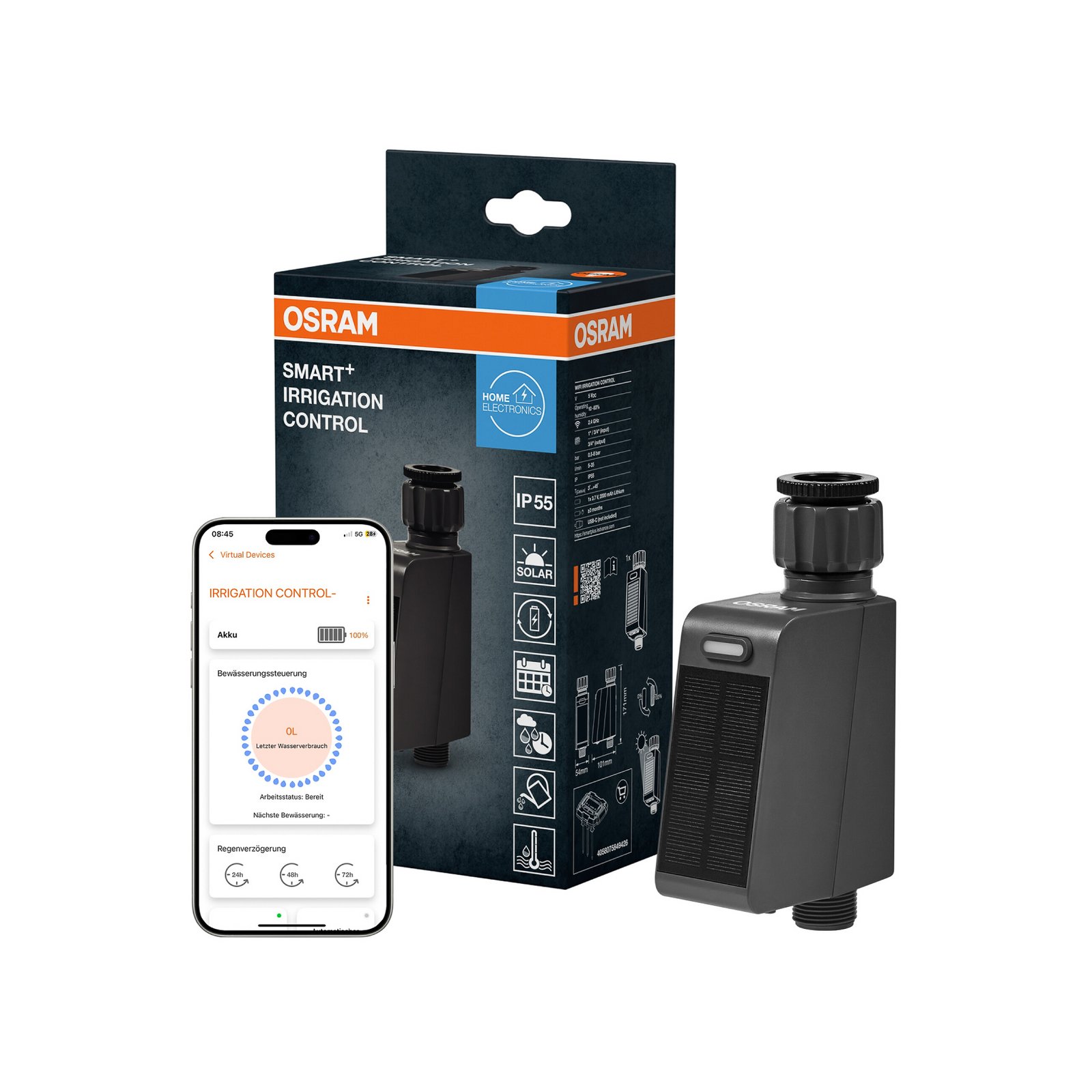 OSRAM SMART+ WiFi vandingsstyring, solcelle, batteri, IP55