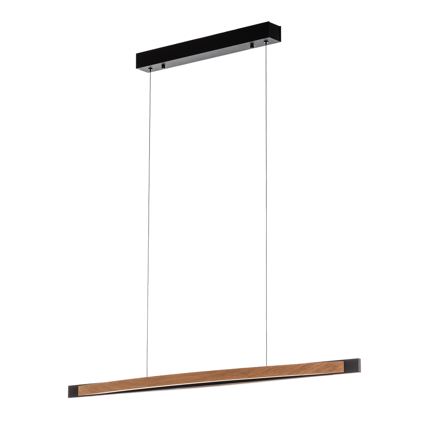 Quitani LED hanging light Kiera, oak/black, 98 cm
