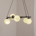 Libra living room lamp, opal/black, Ø 70 cm, glass, 5-bulb.