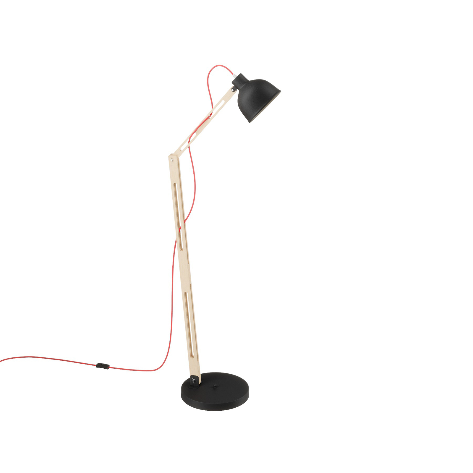 Lámpara de pie Skansen, ajustable, negro