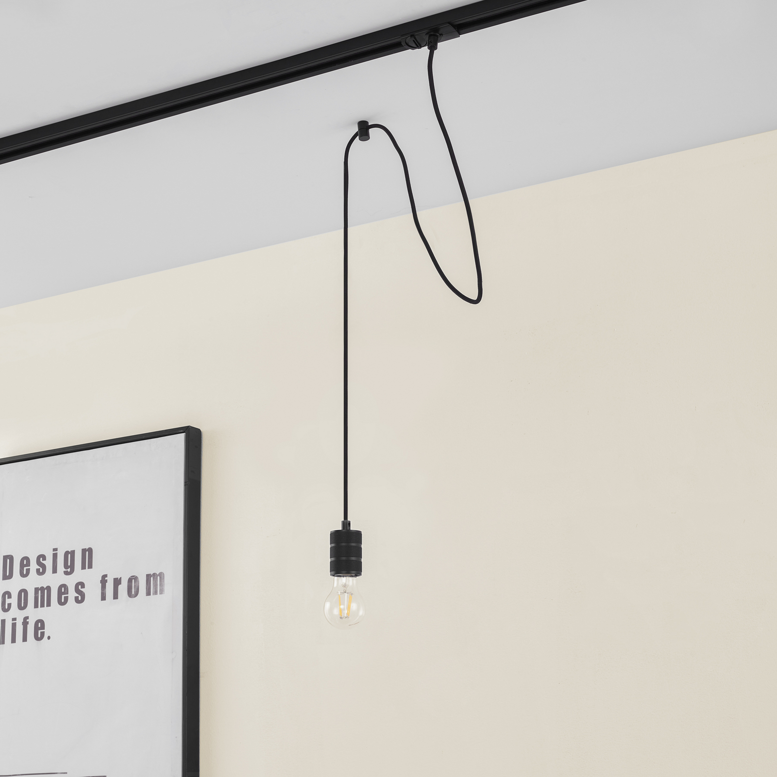 Lindby függőlámpa Linaro, Ø 4,6 cm, fekete, 1-fázisú, E27