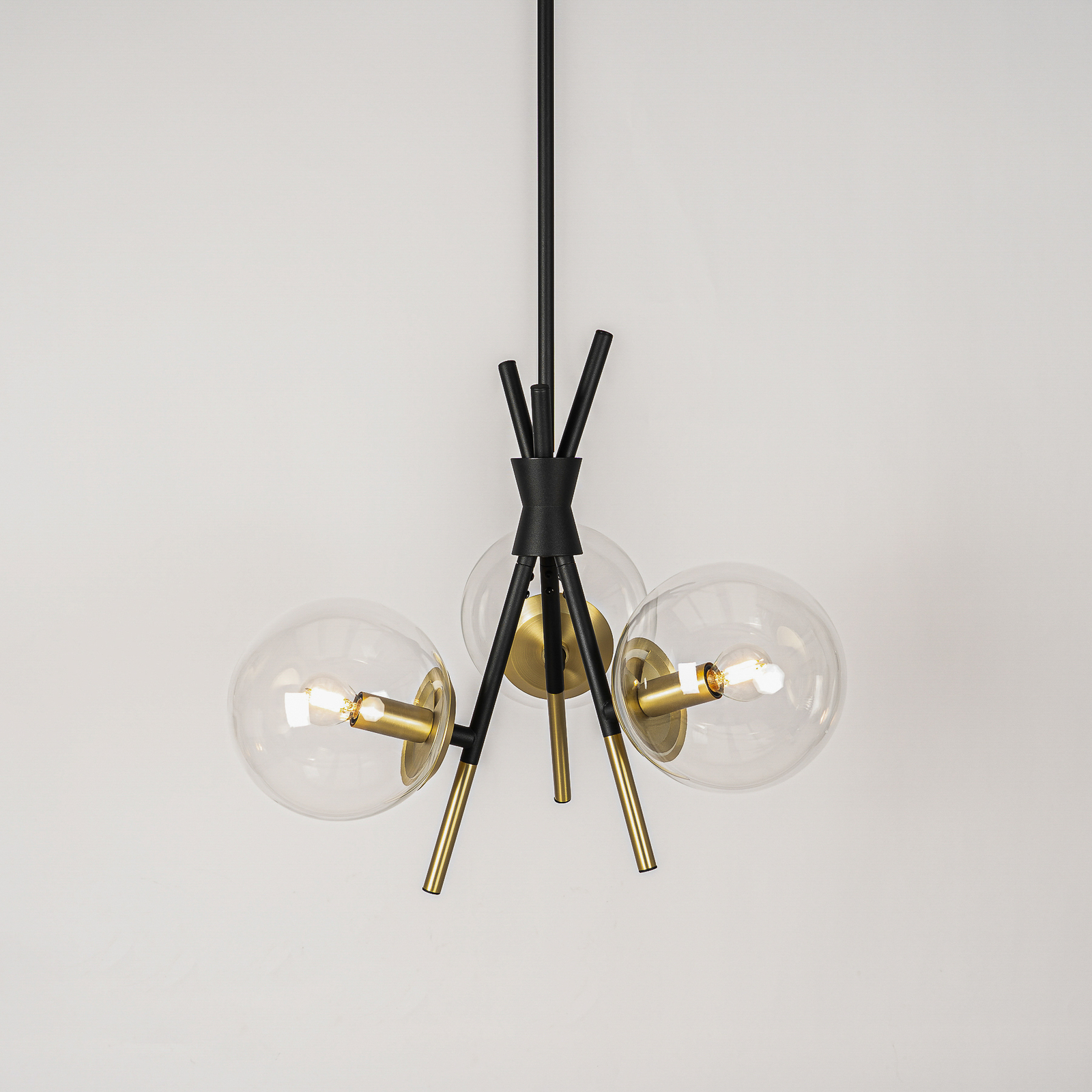 Lucande Sotiana lampada a sospensione, a 3 luci, rotonda, ottone