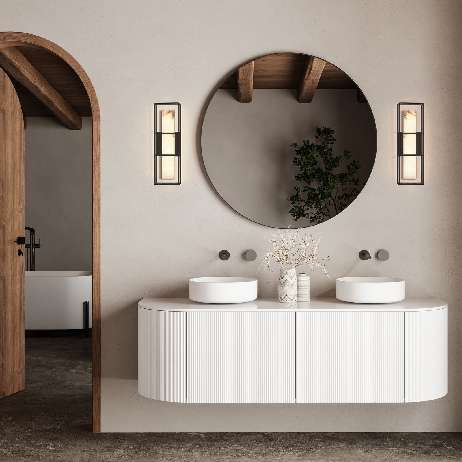 LED-Außenwandlampe BLAKLEY schwarz/alabaster Höhe 41 cm IP44