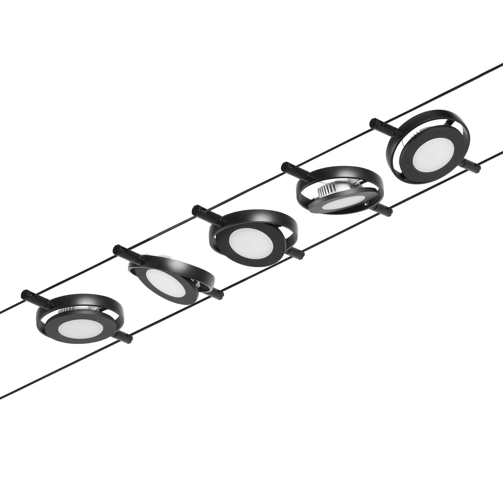 Wire RoundMac LED-Seilsystem 5-flg. schwarz - Paulmann