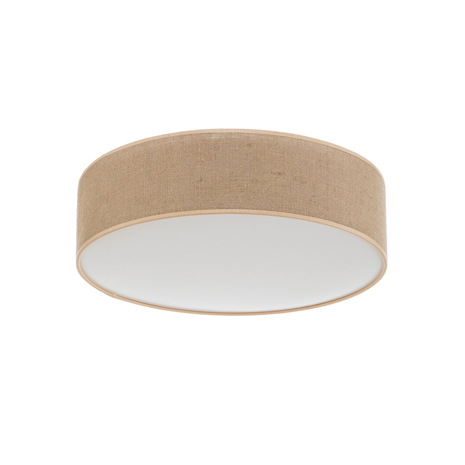 Jute ceiling light with a beige lampshade, Ø 48 cm