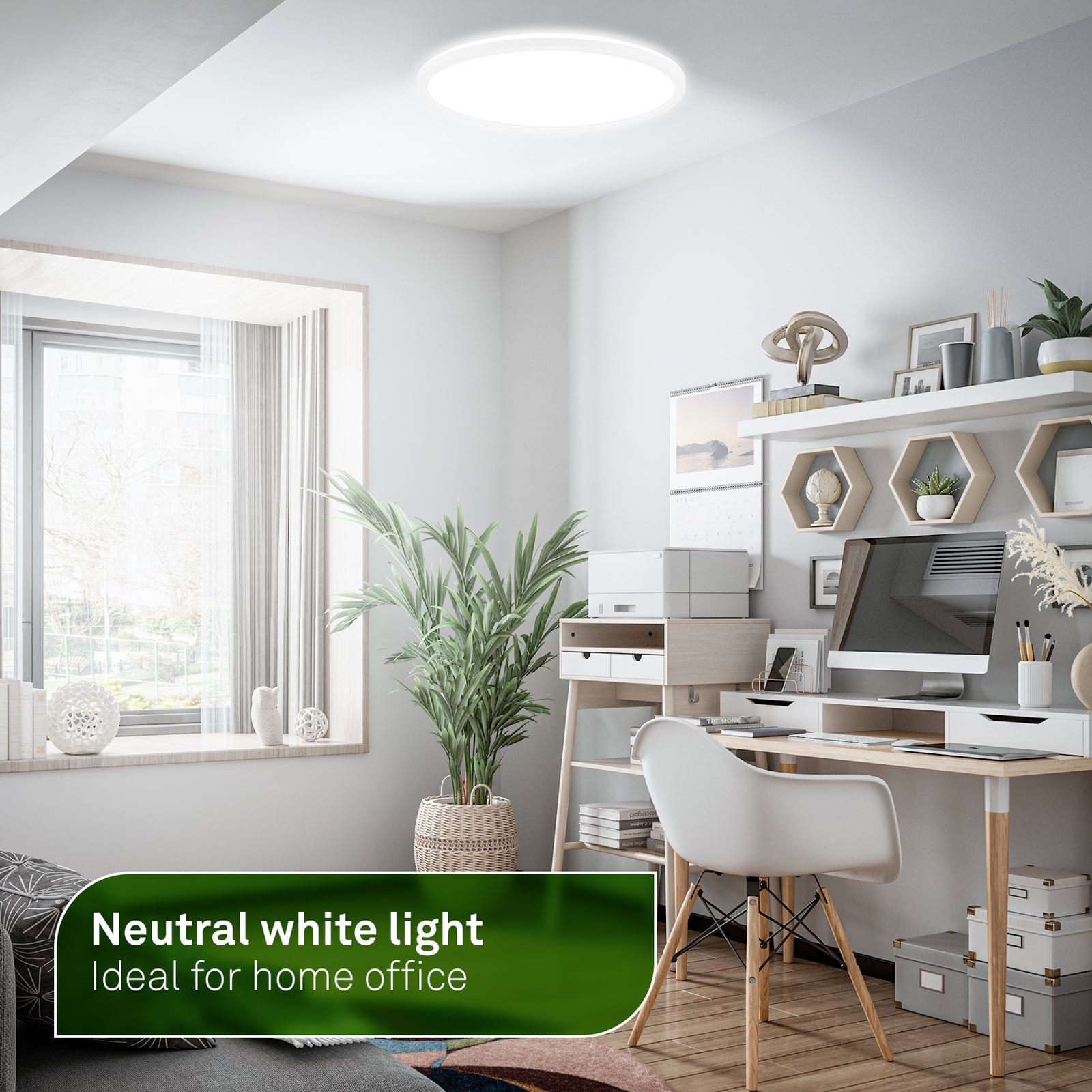 LED ceiling light Tava A, Ø 42 cm, plastic, white