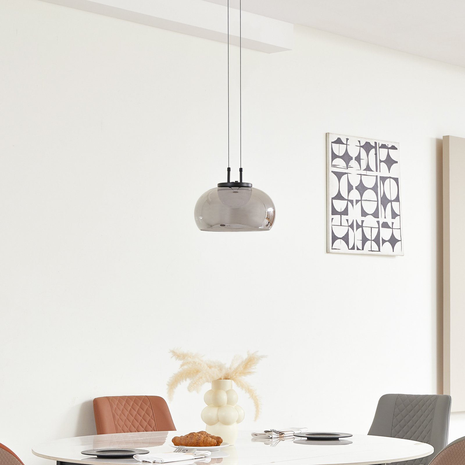 Lucande LED pendant light Dain, 1-bulb, smoke grey, glass