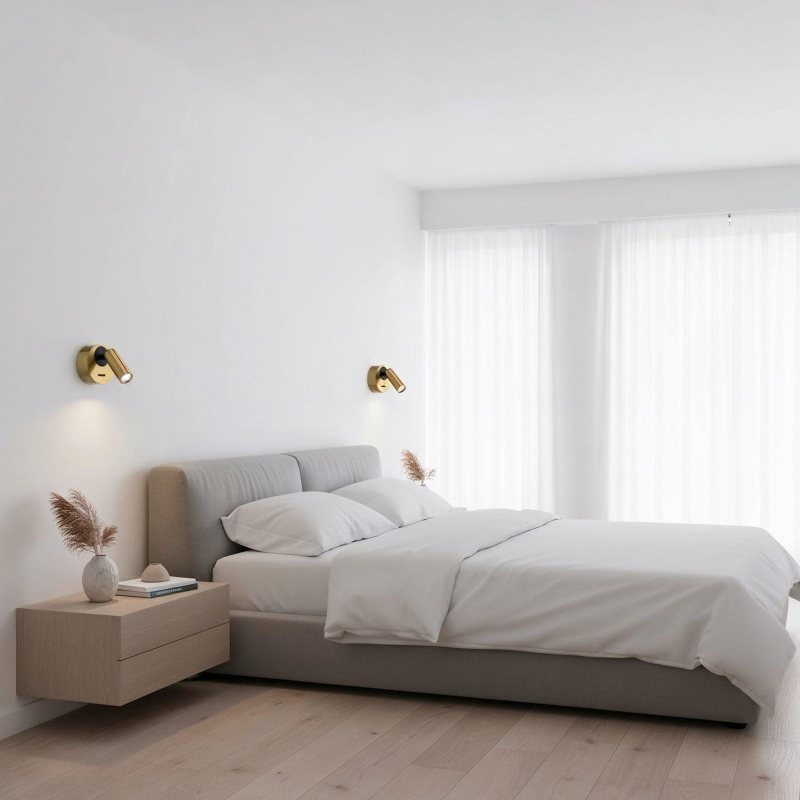 Ideal Lux LED-seinäkohdevalaisin Bean, Ø 7 cm, messinkivärinen