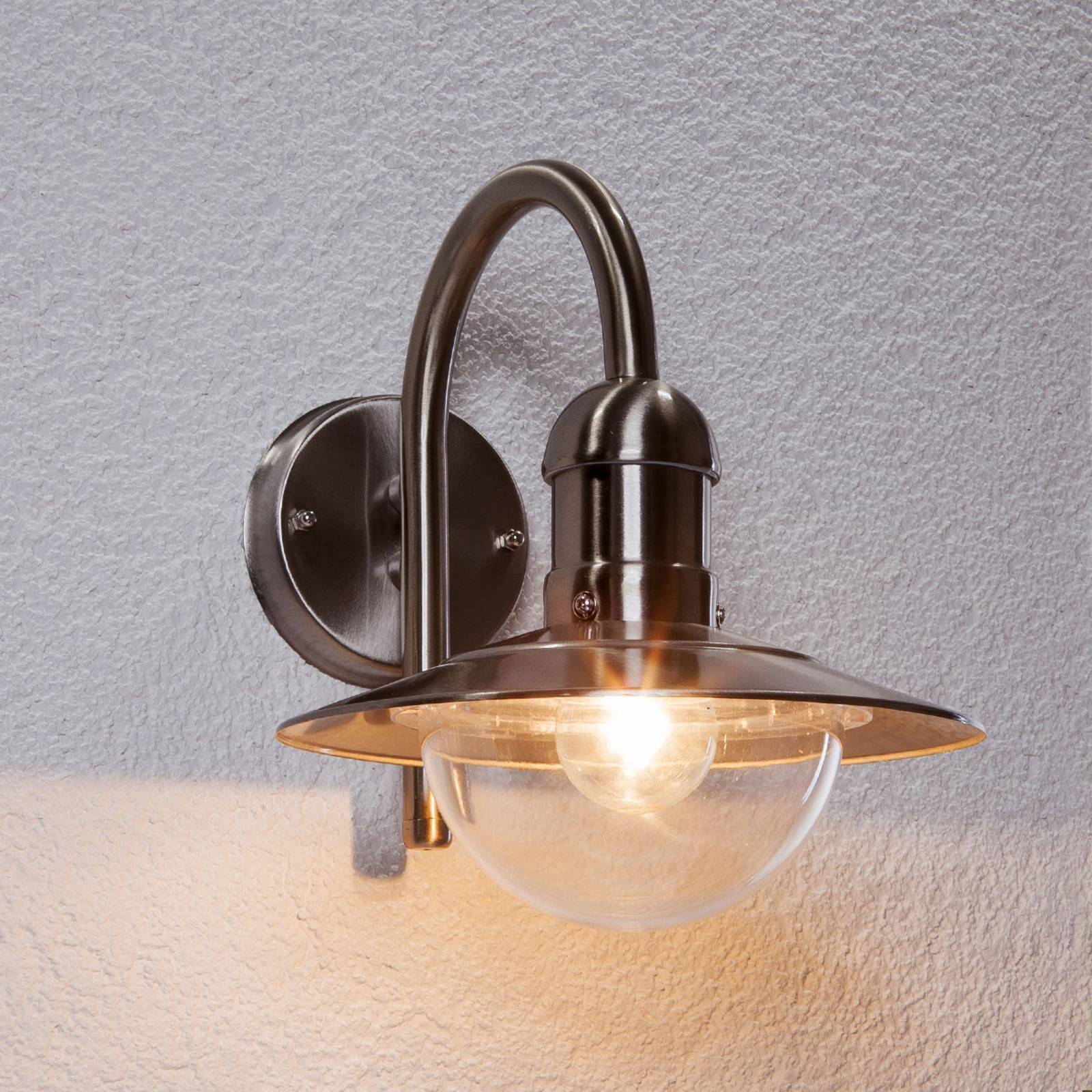 Damion – moderne utend vegglampe i rustfritt stål