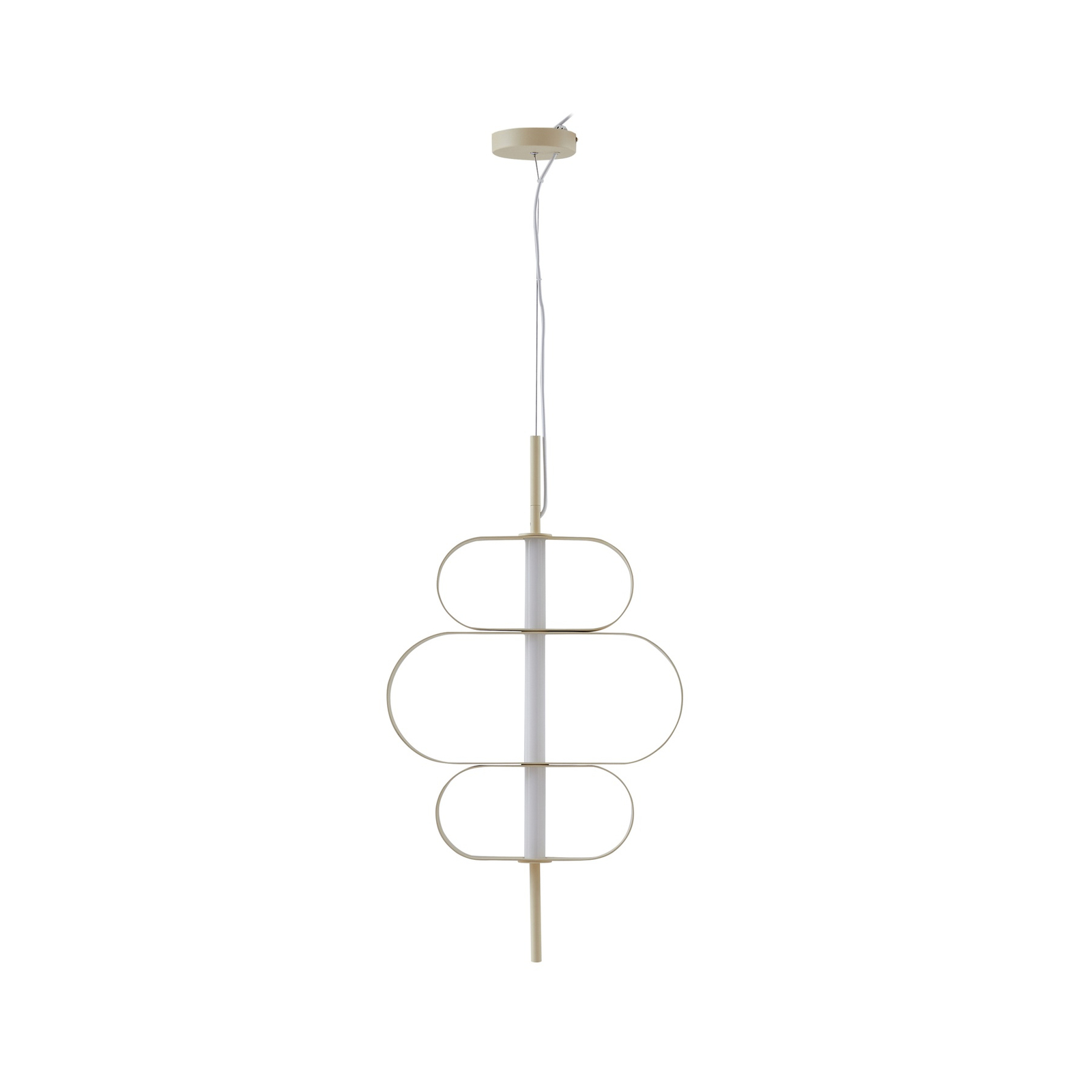 Lucande Audrina LED pendant light, beige, metal, dimmable