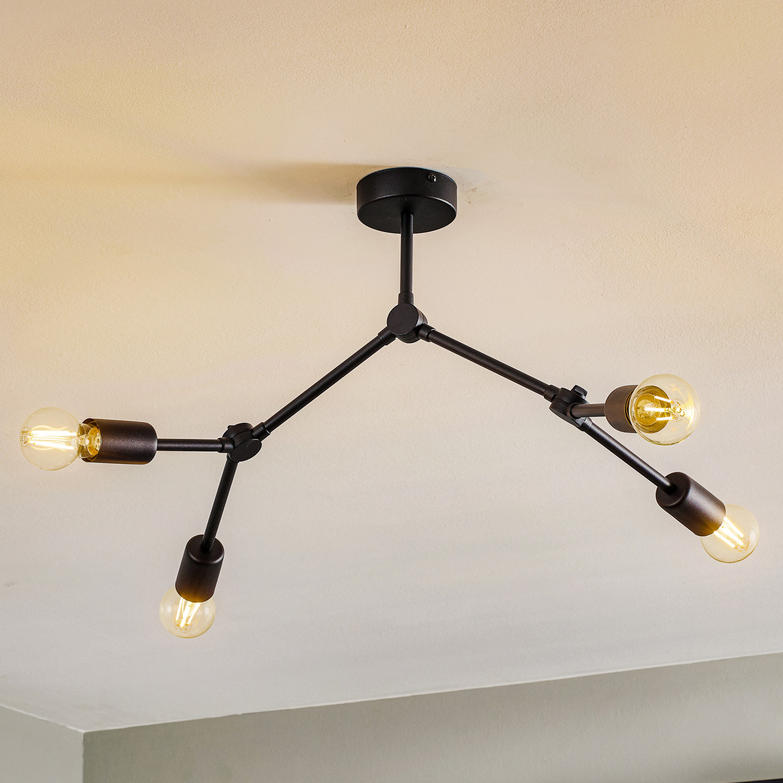Euluna Plafonieră Twig IV reglabilă cu 4 becuri - Camera de zi / sufragerie - Modern - negru - Metal