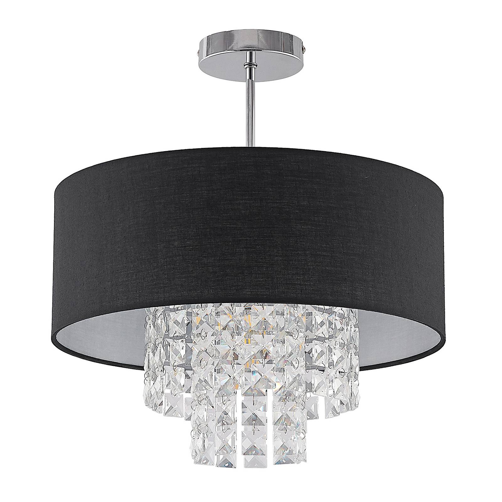 Lindby Estera ceiling light hanging elements black, for Living / Dining Room, iron, plastic, glass, E27, 60 W, H: 43.5 cm