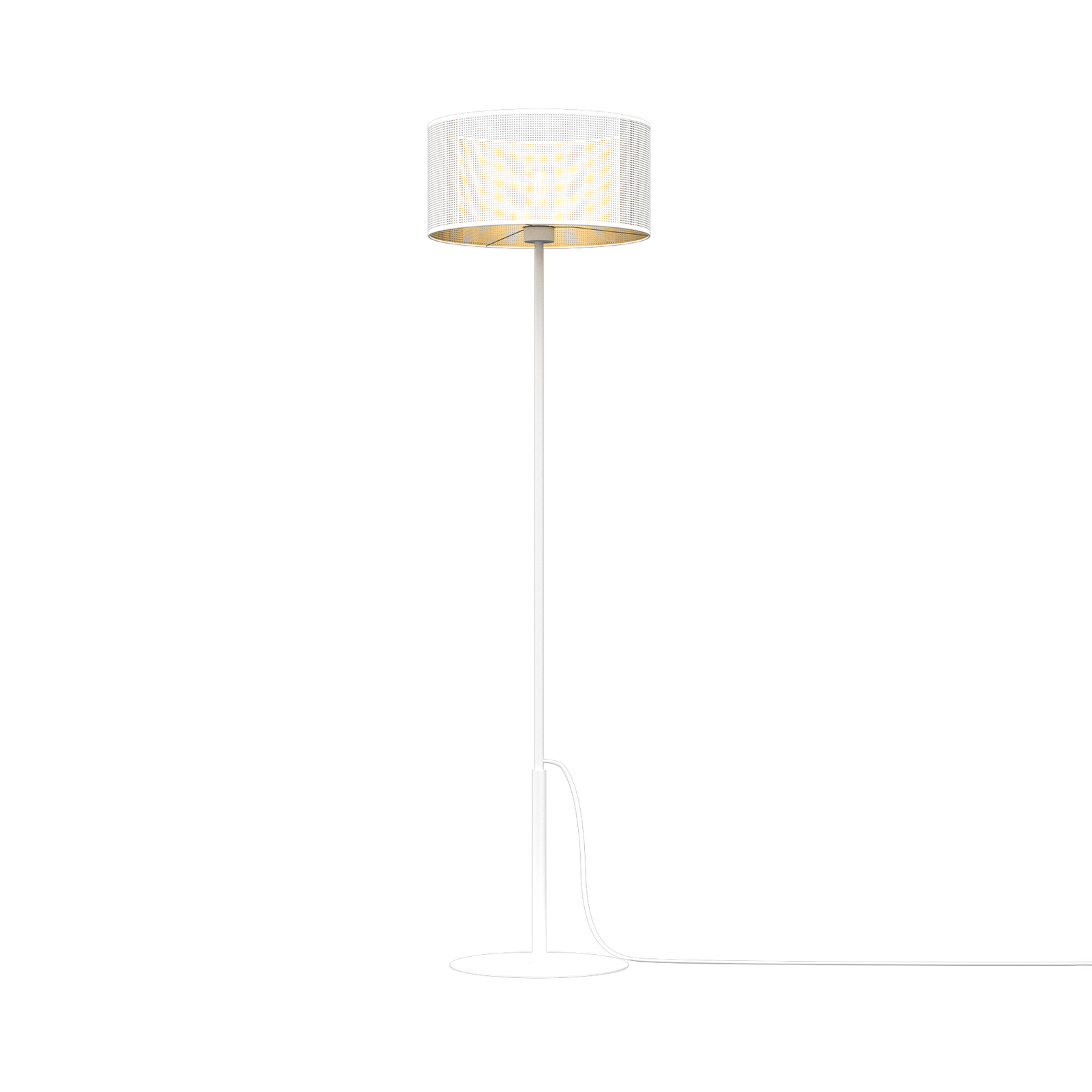 Lámpara de pie Jovin, altura 150cm, blanco/oro