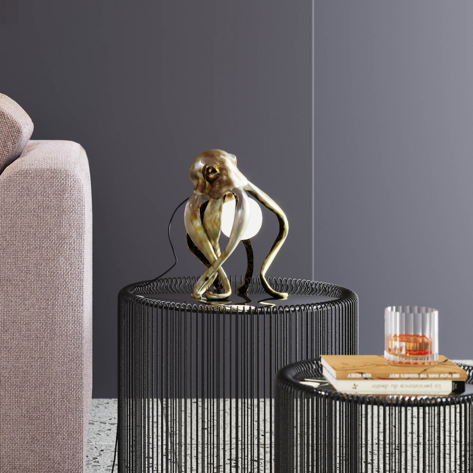 Candeeiro de mesa Kare Animal Octopus em dourado