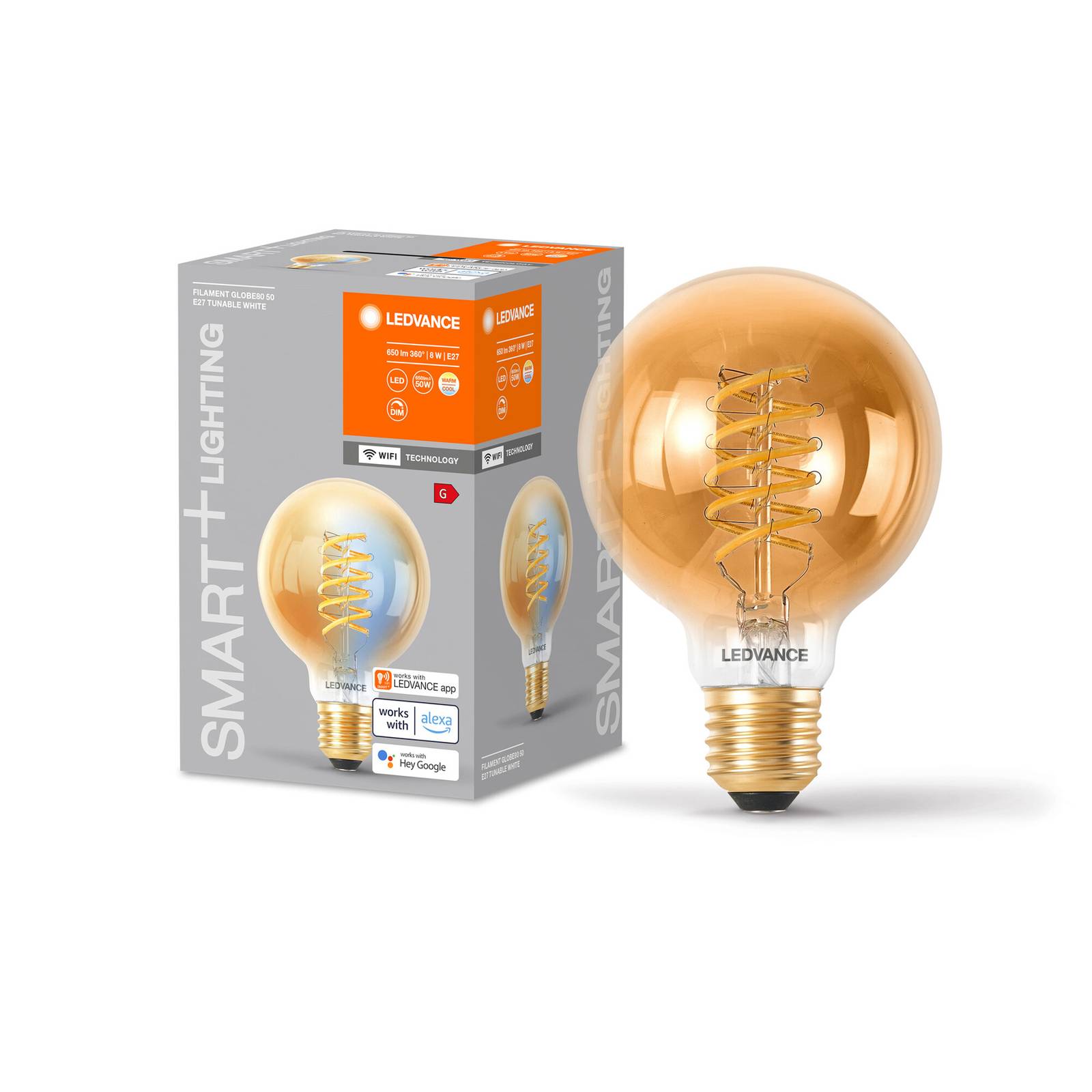 LEDVANCE SMART+ WiFi E27 8W LED G80 gold 822-850