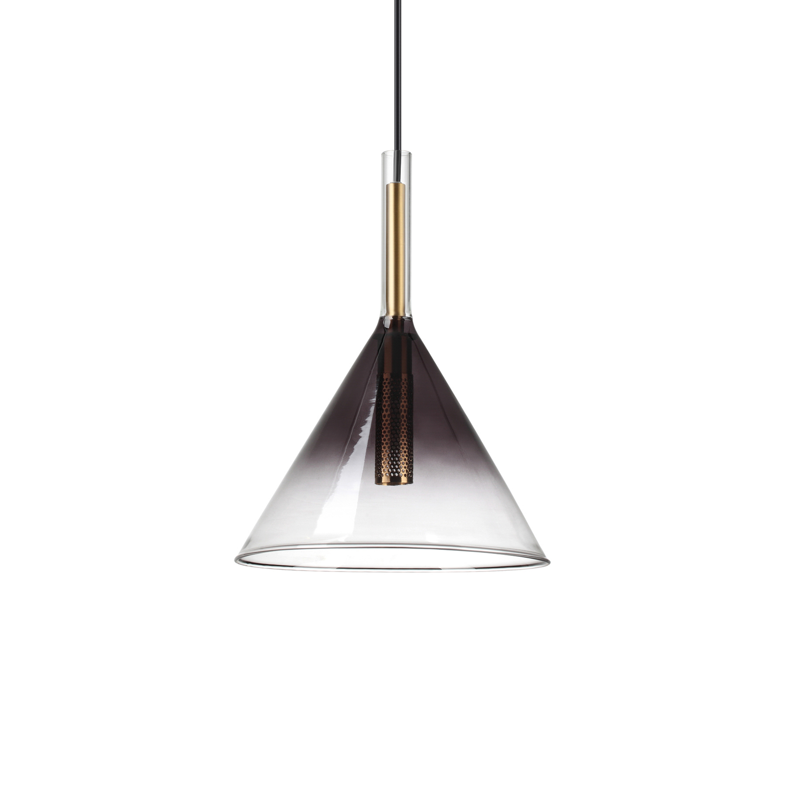 Ideal Lux Empire Cono lámpara colgante, cristal transparente/gris ahumado