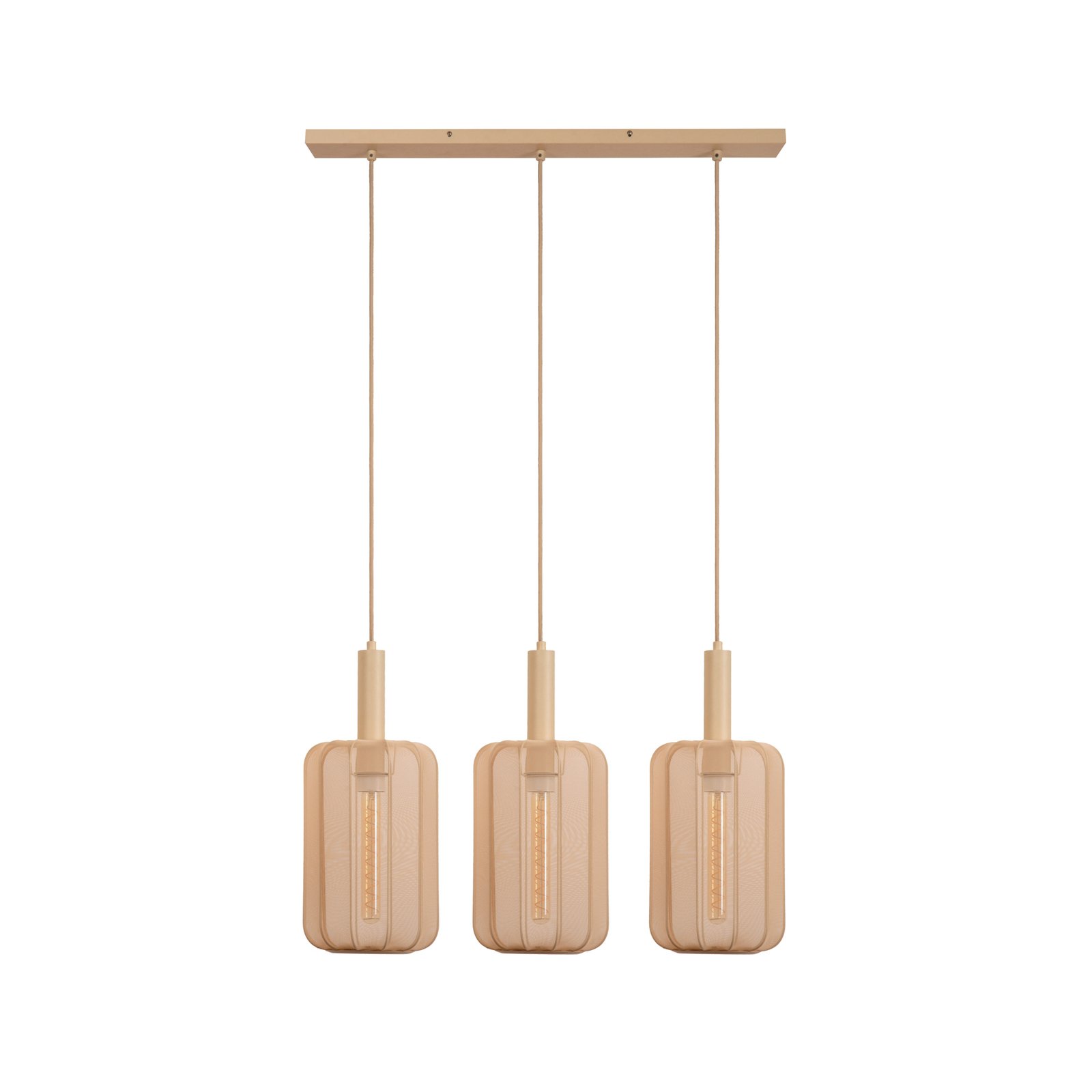 Corina hanglamp, crème, 3-lamps, E27