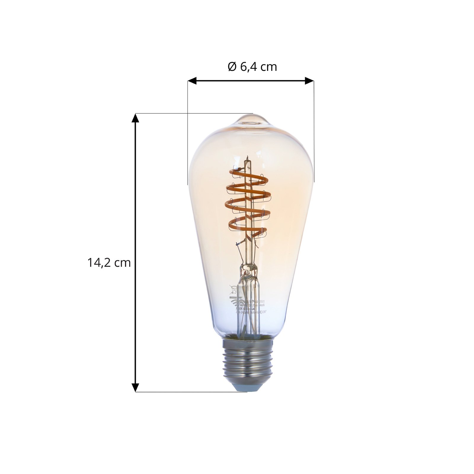 LUUMR Smart LED, комплект от 3 броя, E27, ST64, 4.9W, кехлибарен,