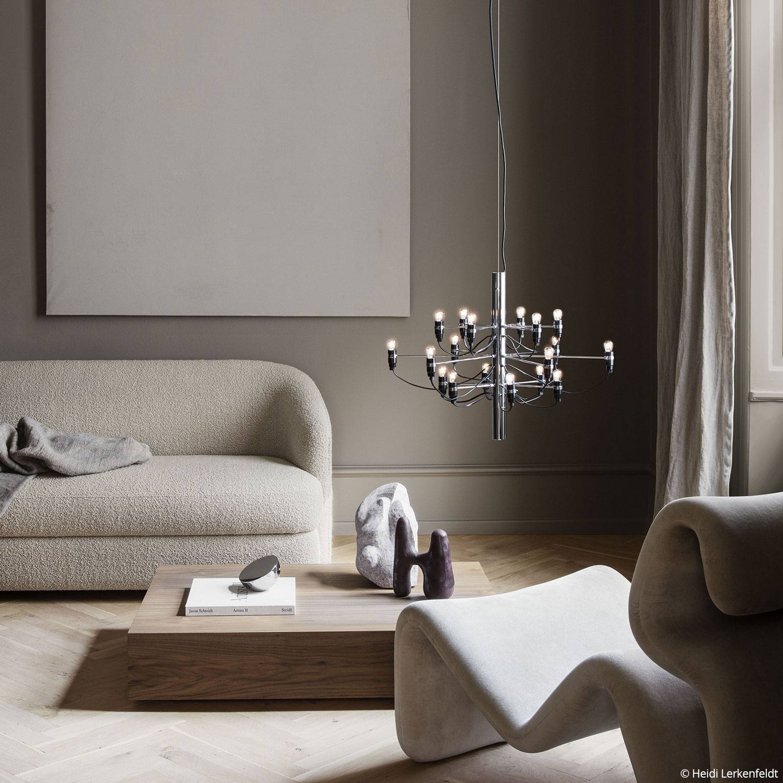Żyrandol LED FLOS 2097/18, matowy, chromowany