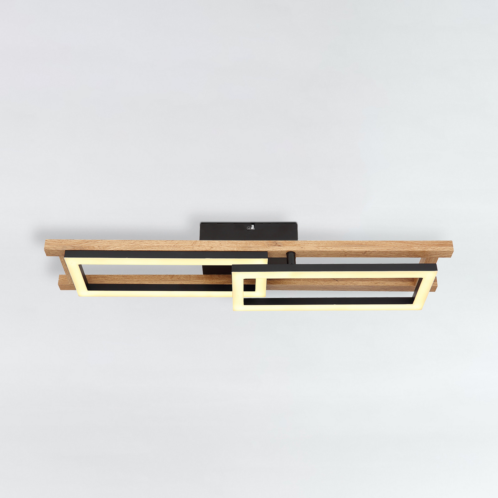 Globo Plafonieră LED Illa design lemn lungime 69cm - Camera de zi / sufragerie - modern - negru lemn deschis la culoare opal - Metal