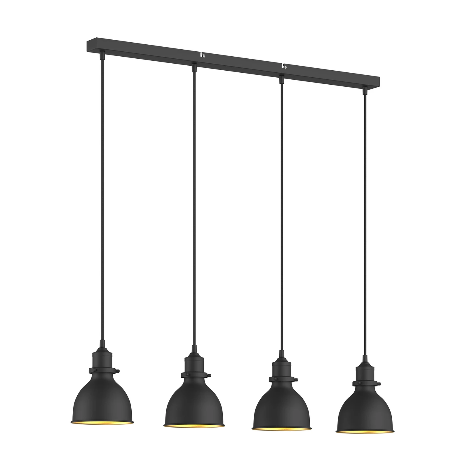 Lindby suspension Jasminka, noir/or, métal, 4 lampes