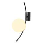 Hilal 3821 wall light, black, opal glass, height 44 cm