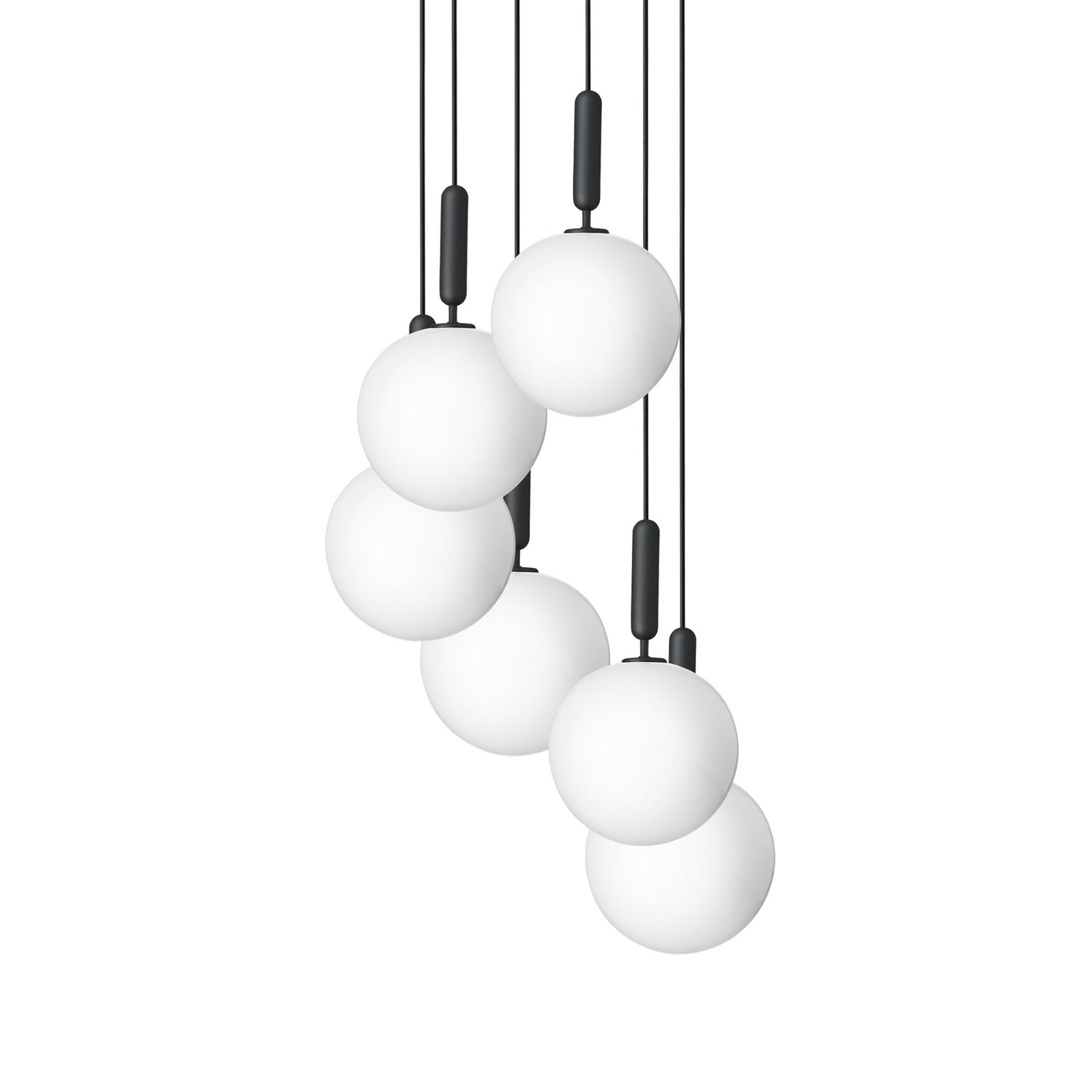 Miira 6 lysekrone Large, grå/opal, 6 lyskilder - Nuura