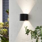 Lindby LED outdoor wall light Nivar, round, black, metal
