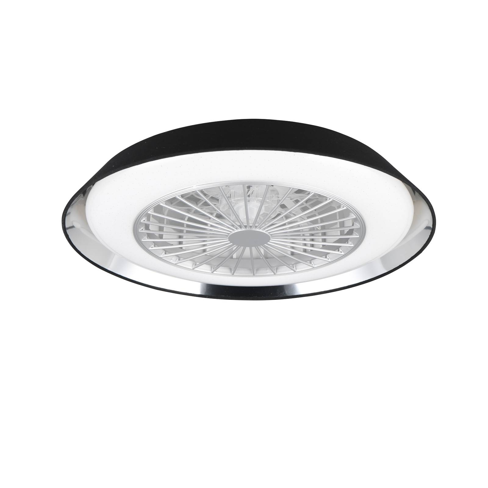 Reality Leuchten Stropní ventilátor Varberg LED, tichý, Ø 55 cm, CCT, černý